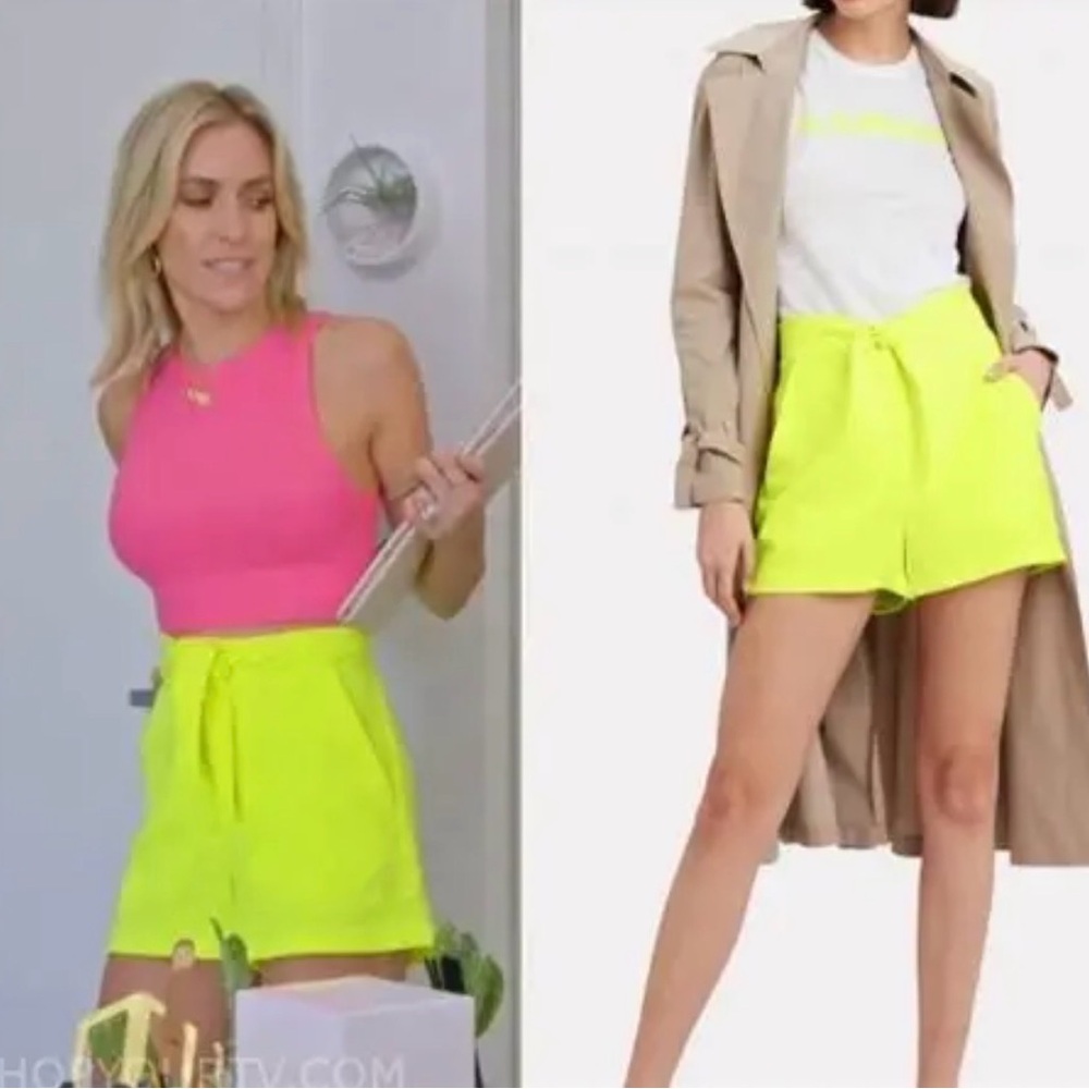 A.L.C. Neon Yellow Paperbag Waist Shorts